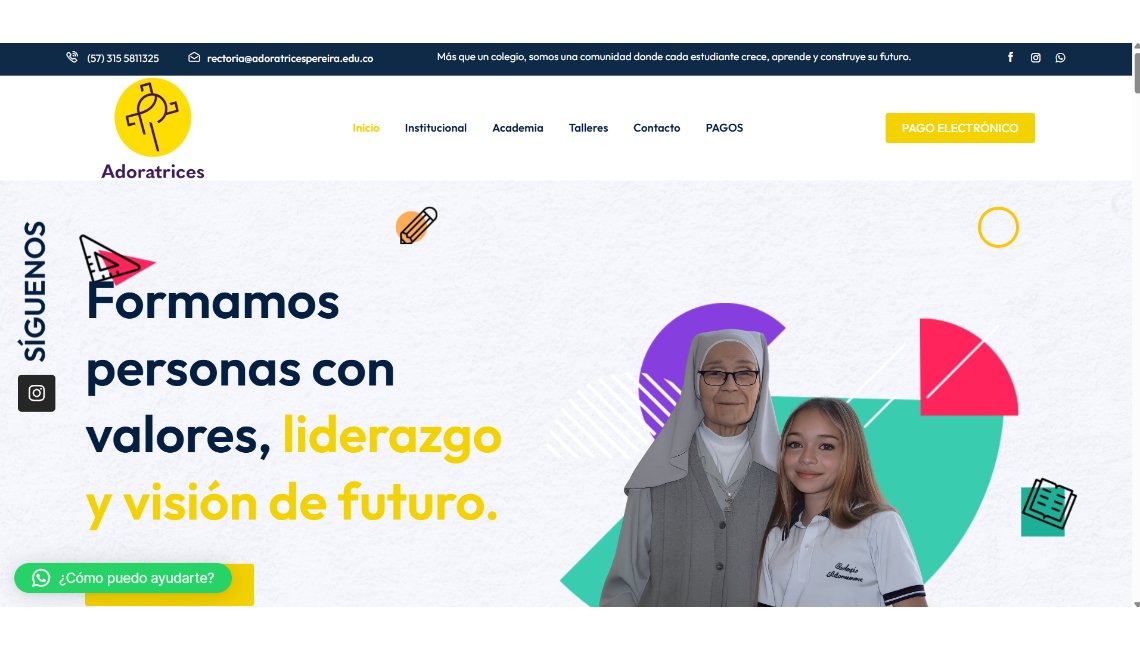 Sitio web del Colegio Adoratrices diseñado por Engranaje Studio